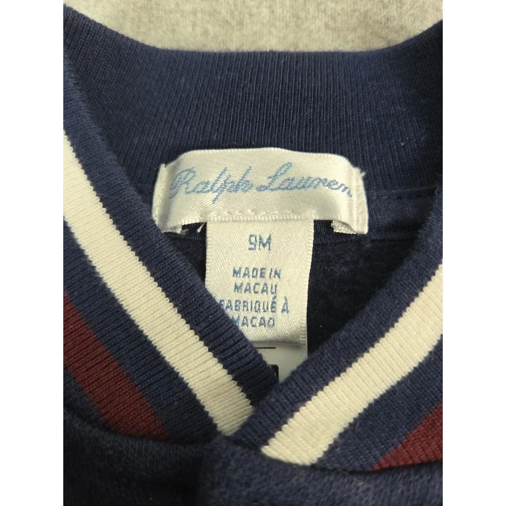 Ralph Lauren Polo Classic Varsity Jacket 9‎ Months Navy Blue Snap Preppy Soft